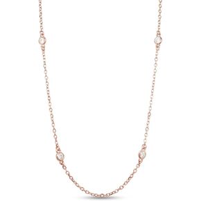 2.9MM Round Lab Created Moissanite Bezel Set Yard Station Chain Necklace In 14k Gold Over Sterling Silver 16'' To 36" (0.60 Ct To 1.60 Ct), Mother's Day Gift For Her