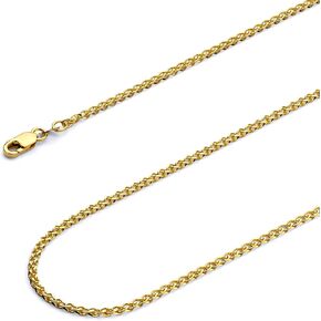 Wellingsale 14k صلبة ذهبية سلاسل القمح المفتوحة (حدد خيارات)