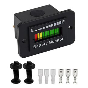 12V 24V 36V 48V 60V 72V LED Universal Battery Monitor Meter Replacement for Yamaha EZGO Golf CART Club CAR Motorcycle, Lead-Acid&Lithium Ion Tester, Battery Voltage Gauge Indicator
