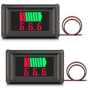 MakerFocus 2pcs Battery Indicator 2 in 1 Battery Capacity Voltage Meter 12V 24V 36V 48V 60V 72V Indicator Waterproof Capacity Monitor for Golf Cart Car RV EZGO Car Vehicle Boat