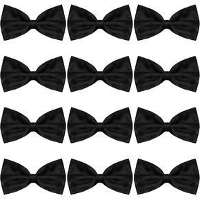 Men's Bowtie Formal Satin Solid Neck Bowtie 6/12 Pack Black Tuxedo Bowtie Set Pre-tied Adjustable Neck Band Wedding