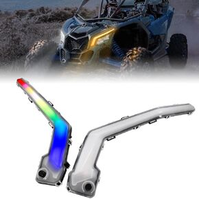 SAUTVS Smart RGB LED Signature Fang Lights for Maverick X3, App Controlled Colors Turn Signals Startup Animation Music Sync Lights for Can-Am Maverick X3 & X3 Max Trail Sport 2017-2025 Accessories