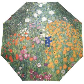 Gustav Klimt Flower Garden Auto Open Close Folding Travel Umbrellas for Women Men