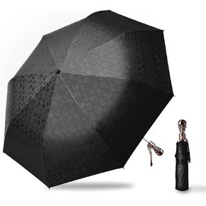 Gothic Umbrella - Skull Handle, Compact Small Travel Umbrella for Men, UV-Blocking