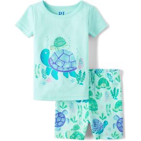 The Children's Place Baby Girl's and Newborn 100% Cotton Sleeve Top and Shorts 2 Piece Pajama Set