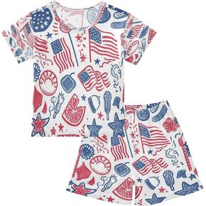 senya National Flag Summer Pajamas Set Short Cotton Sleepwear 2 Piece