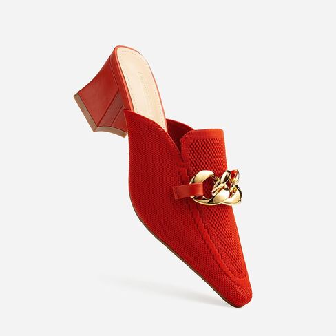 Women's Knit Pointed Toe Chunky Heel Mules, Comfortable Slip-On Sandals for Business and Daily Wear in Kuwait