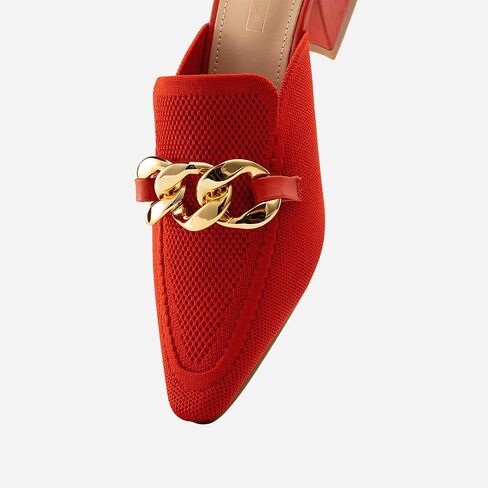 Women's Knit Pointed Toe Chunky Heel Mules, Comfortable Slip-On Sandals for Business and Daily Wear in Kuwait