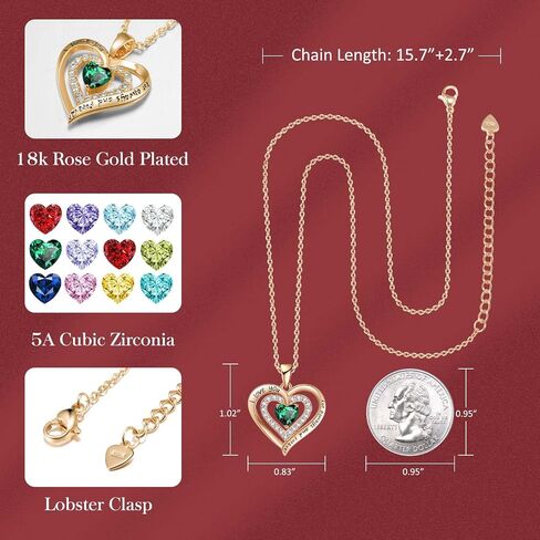 REDBEE Necklaces for Women Birthstone Heart Necklace Jewelry for Wife Girlfriend Woman Necklace in Saudi Arabia