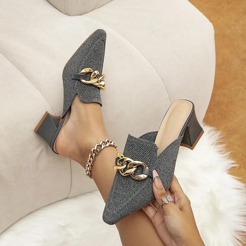 البغال الكعب المكتنزة في إصبع القدم المتمثل في إصبع القدم ، وملاءمة موس ، وصنادل مريحة على الأعمال التجارية والارتداء اليومي in Kuwait