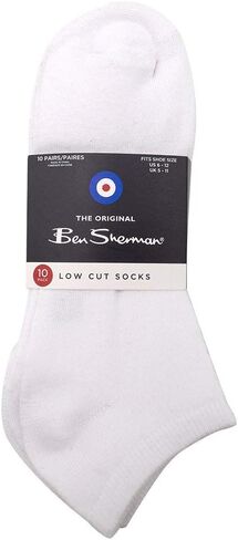 Ben Sherman Mens 10 أزواج في الكاحل الجوارب الصلبة المنخفضة-الجوارب الصلبة-Men Multi-Pack Comfort Fit Performance حجم 10-13 in Saudi Arabia