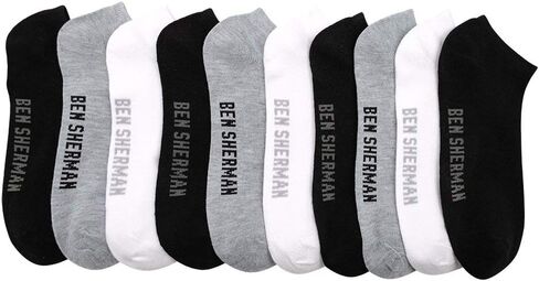 Ben Sherman Mens 10 Pairs Ankle Low Cut Solid Running Socks - Men's Multi-Pack Comfort Fit Performance Size 10-13 in Saudi Arabia