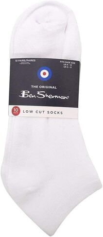 Ben Sherman Mens 10 Pairs Ankle Low Cut Solid Running Socks - Men's Multi-Pack Comfort Fit Performance Size 10-13 in Saudi Arabia
