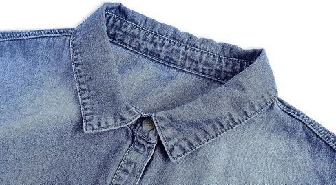 Imesrun Womens Button Down Denim Shirt Chambray Casual Long Long Collared Boyfriend Jean Jean Jacket Screet مع جيوب in Kuwait