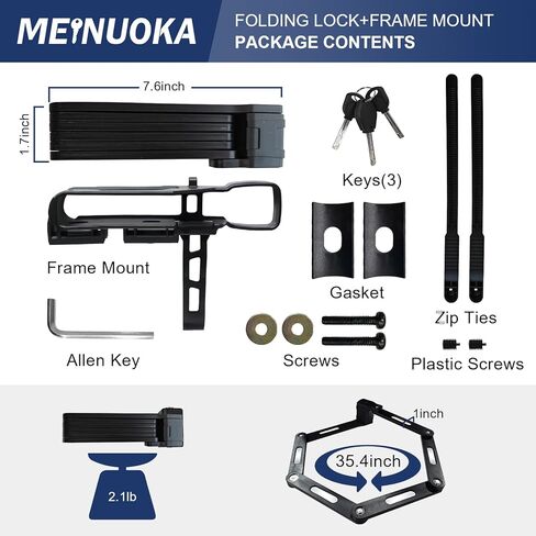35 Inch Folding Bike Lock with Mount Bracket Kit, 4-Digit Combination for Bicycles, Electric Scooters, Heavy Duty Anti-Theft, Anti-Cut, Anti-Pry Bicycle Lock in Kuwait