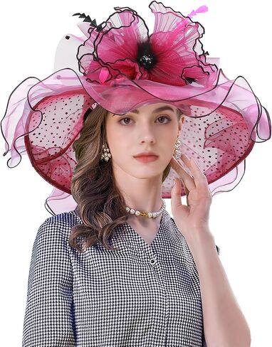 نساء عضو Kentucky Hat Fascinator Tea Party Derby Hat Feather Wedding Church Head Head Heat Hats Sun Hats in Kuwait