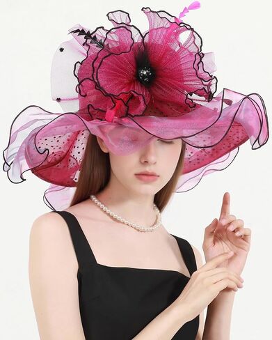 نساء عضو Kentucky Hat Fascinator Tea Party Derby Hat Feather Wedding Church Head Head Heat Hats Sun Hats in Kuwait