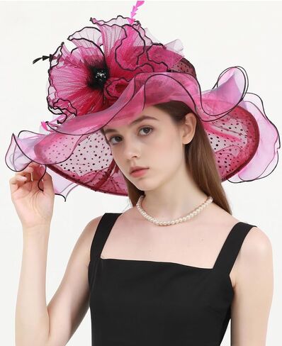 نساء عضو Kentucky Hat Fascinator Tea Party Derby Hat Feather Wedding Church Head Head Heat Hats Sun Hats in Kuwait