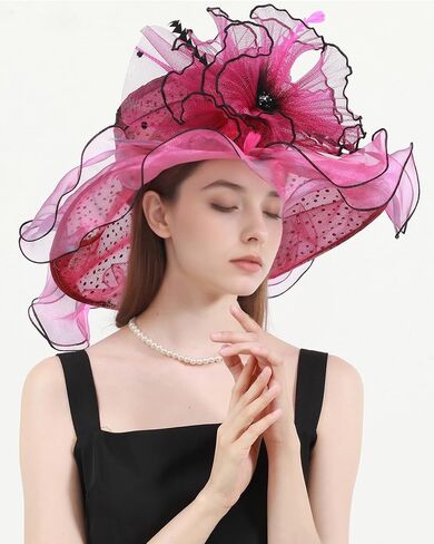 نساء عضو Kentucky Hat Fascinator Tea Party Derby Hat Feather Wedding Church Head Head Heat Hats Sun Hats in Kuwait