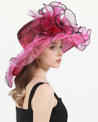 نساء عضو Kentucky Hat Fascinator Tea Party Derby Hat Feather Wedding Church Head Head Heat Hats Sun Hats in Kuwait