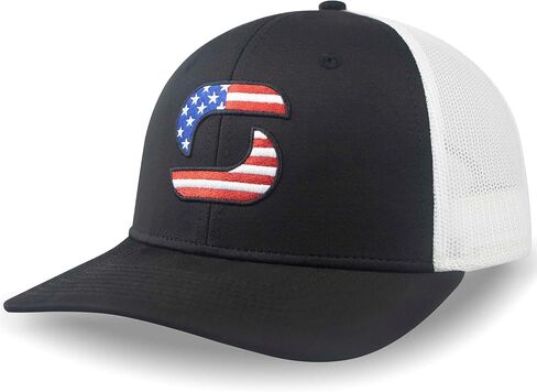 قبعات سائقي الشاحنات ذات العلم الأمريكي للرجال، قبعة بيسبول شبكية خلفية، قبعة Snapback للرجال قابلة للتعديل للارتداء في الهواء الطلق in Kuwait