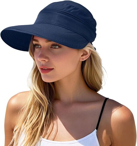 Durio Sun Hat for Women UV Protection Visor Hats Wide Brim Sun Hats Ponytail for Summer Beach Tennis Golf Garden in Saudi Arabia