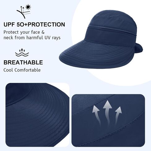 Durio Sun Hat for Women UV Protection Visor Hats Wide Brim Sun Hats Ponytail for Summer Beach Tennis Golf Garden in Saudi Arabia