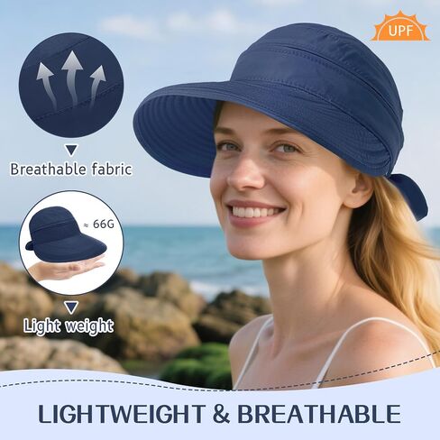 Durio Sun Hat for Women UV Protection Visor Hats Wide Brim Sun Hats Ponytail for Summer Beach Tennis Golf Garden in Saudi Arabia