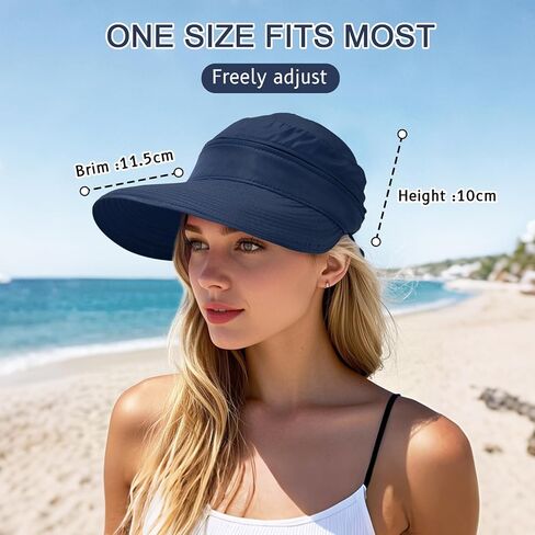 Durio Sun Hat for Women UV Protection Visor Hats Wide Brim Sun Hats Ponytail for Summer Beach Tennis Golf Garden in Saudi Arabia