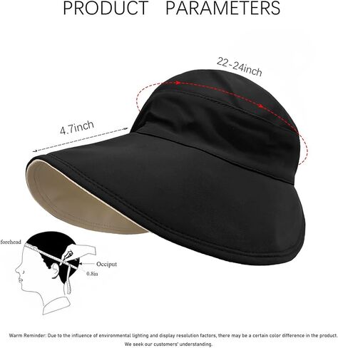 Sun Hats for Womens Wide Brim UV Protection Fishing Hats Packable Reversible Hollow Top Sun Hat for Women onytail Black in Saudi Arabia