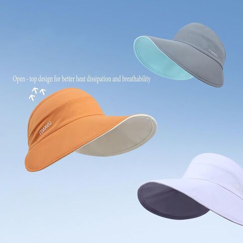 Sun Hats for Womens Wide Brim UV Protection Fishing Hats Packable Reversible Hollow Top Sun Hat for Women onytail Black in Saudi Arabia