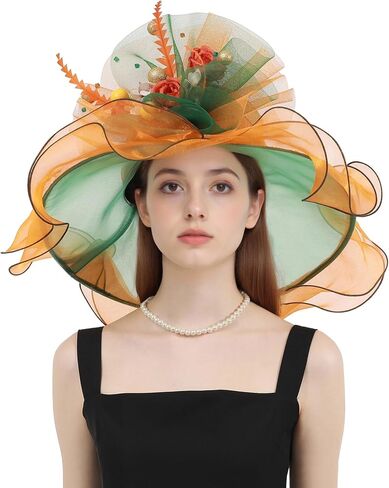نساء عضو Kentucky Hat Fascinator Tea Party Derby Hat Feather Wedding Church Head Head Heat Hats Sun Hats in Kuwait