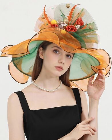 نساء عضو Kentucky Hat Fascinator Tea Party Derby Hat Feather Wedding Church Head Head Heat Hats Sun Hats in Kuwait