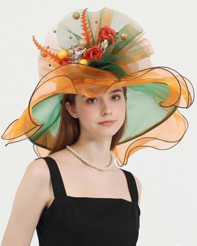 نساء عضو Kentucky Hat Fascinator Tea Party Derby Hat Feather Wedding Church Head Head Heat Hats Sun Hats in Kuwait