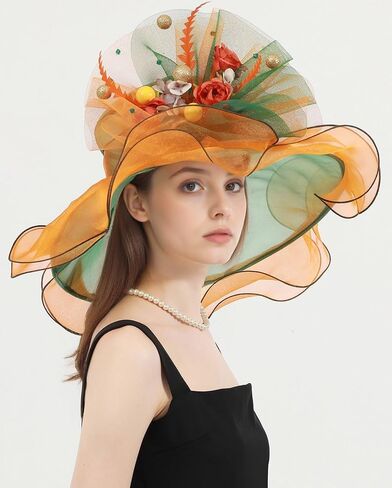 نساء عضو Kentucky Hat Fascinator Tea Party Derby Hat Feather Wedding Church Head Head Heat Hats Sun Hats in Kuwait