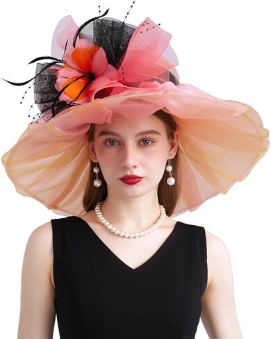 نساء عضو Kentucky Hat Fascinator Tea Party Derby Hat Feather Wedding Church Head Head Heat Hats Sun Hats in Kuwait