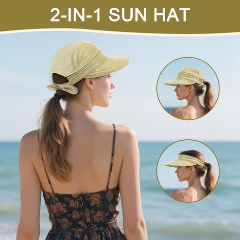 Durio Sun Hat for Women UV Protection Hats Wide Brim Sun Hats Ponytail for Summer Beach Tennis Golf Garden in Kuwait