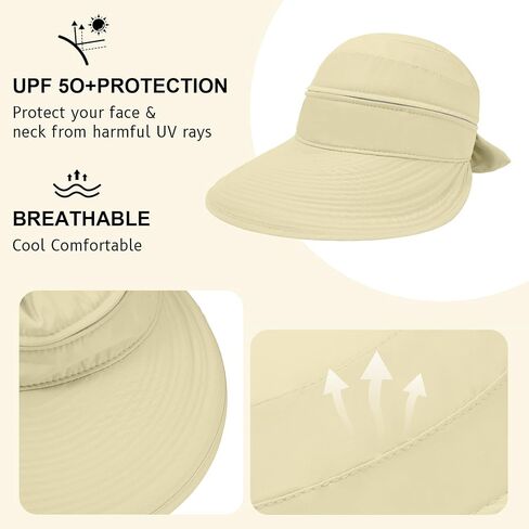 Durio Sun Hat for Women UV Protection Hats Wide Brim Sun Hats Ponytail for Summer Beach Tennis Golf Garden in Kuwait