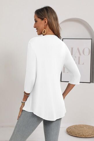 Women's 3/4 Sleeve Open Front Cardigan Casual Loose Lightweight Cardigans with Pockets in Kuwait