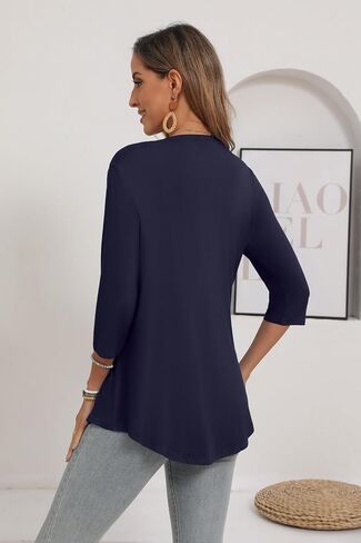 Women's 3/4 Sleeve Open Front Cardigan Casual Loose Lightweight Cardigans with Pockets in Kuwait