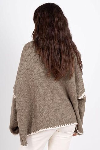 chouyatou Women Fall Open Front Color Block Cardigan Sweater Casual Striped Chunky Knit Oversized Cardigan in Saudi Arabia