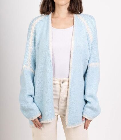 chouyatou Women Fall Open Front Color Block Cardigan Sweater Casual Striped Chunky Knit Oversized Cardigan in Saudi Arabia