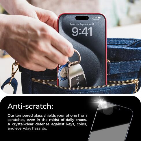 ديبا |2 عبوة| واقي شاشة مضاد للضوء الأزرق معتمد من TÜV لهاتف iPhone 15 Pro Max (6.7 بوصة) غطاء كامل من الزجاج المقسى من الحافة إلى الحافة مع صينية أدوات التثبيت السهلة in Kuwait