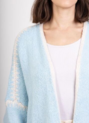 chouyatou Women Fall Open Front Color Block Cardigan Sweater Casual Striped Chunky Knit Oversized Cardigan in Saudi Arabia