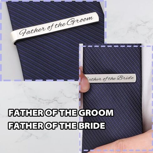 Father of the Bride Groom Gifts from Groom Bride Marriage Wedding Tie Clips for Men Father In Law Tie Bars 2pcs in Saudi Arabia