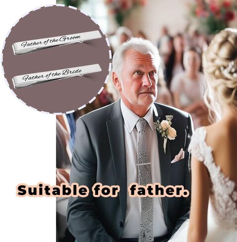Father of the Bride Groom Gifts from Groom Bride Marriage Wedding Tie Clips for Men Father In Law Tie Bars 2pcs in Saudi Arabia