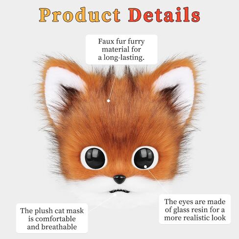 Fur Furry Plush Cat Mask Ears Paw Gloves tail Set Costume Cosplay New Year Halloween in Saudi Arabia