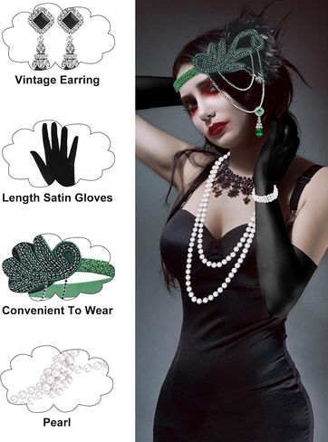 Plulon 6 PCS 1920S Flapper Associaty for Women ، Great Gatsby Flapper Association Asso in Kuwait