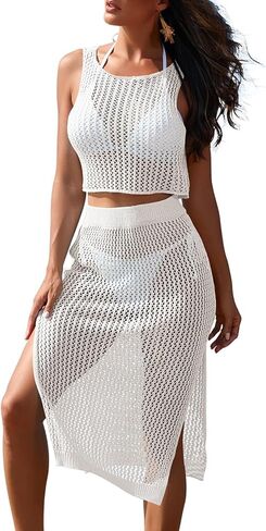 الوردي الملكة المرأة 2 قطعة ملابس السباحة الكروشيه الجوف خارج السباحة التستر ثوب سباحة مثير متماسكة شبكة تونك فستان الشاطئ الشق الجانبي in Kuwait