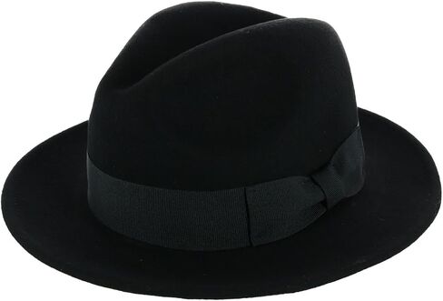 Men's Wool Felt Fedora with Grosgrain Bow Hatband in Kuwait